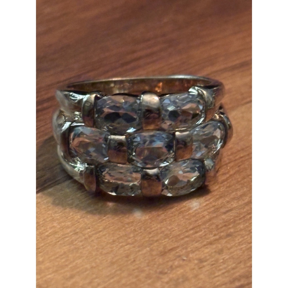 LIRM Sterling Silver Blue Topaz Ring Size 6